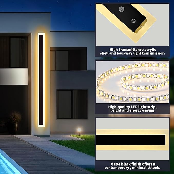 Modern - Outdoor - Lights 2 pack-31.52inch, 3000k Long Wall Led Light for House/Porch, Waterproof Ip65 Black Outside Led Wall Mounted Sconce Lighting Fixtures, 31.52in-2pack