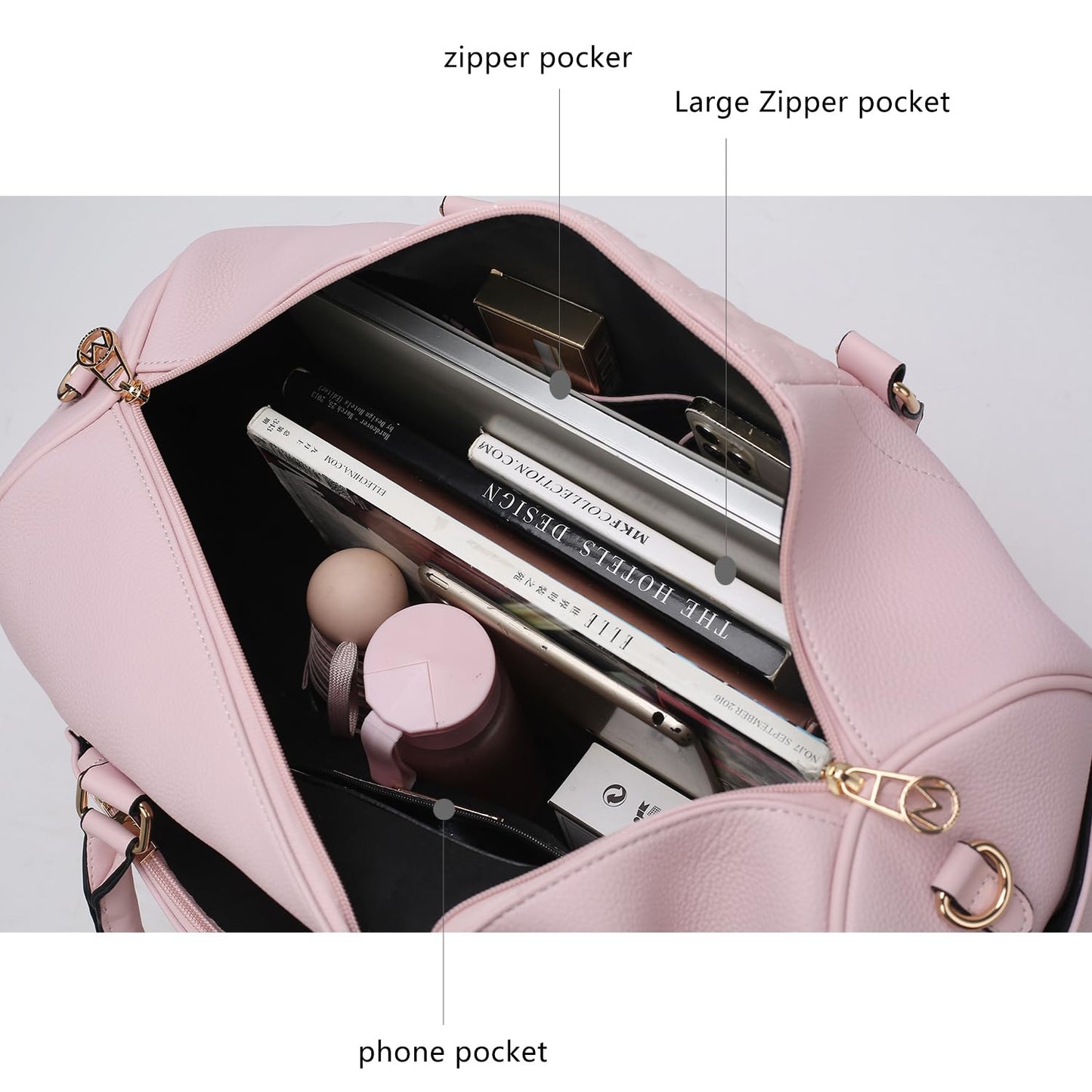 MKF Collection Travel Duffle Bag for Women, Quilted Vegan Leather Large Overnight Fashion Weekender Carry-on Handbags