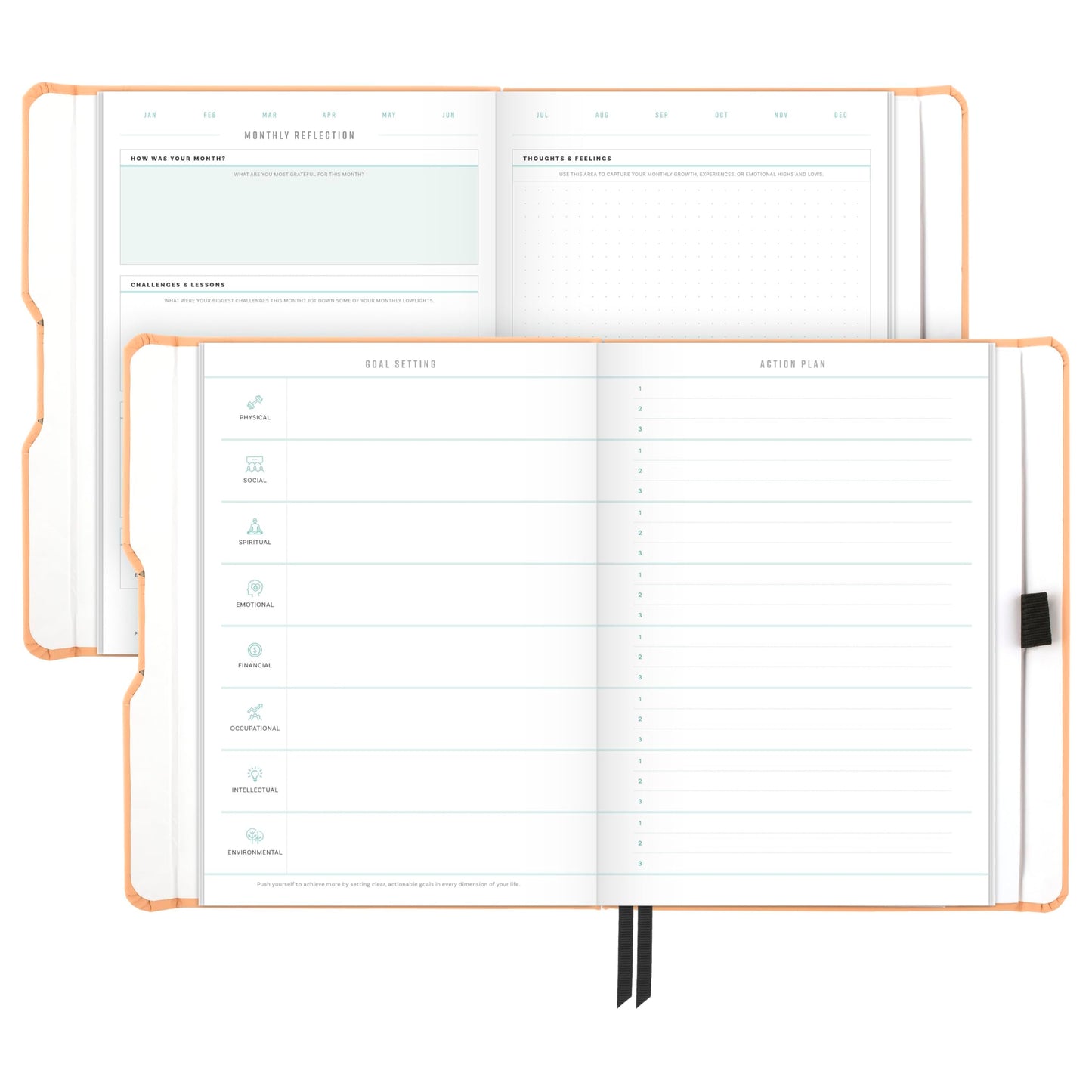 AT-A-GLANCE Wellness Journal, Undated Planner Weekly & Monthly, Self-Care Tracker for Mental & Physical Health, 5-3/4" x 8-1/4", Foundation, Peach (FDH-200)