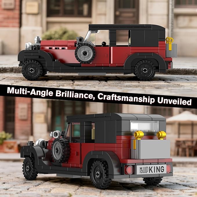 Mould King 27101 Vintage Car Building Sets 319+ Pcs MOC Racing Car Building Kit with Display Case Collectible Vehicle Model Building Blocks Toy for Boys/Teens/Adult