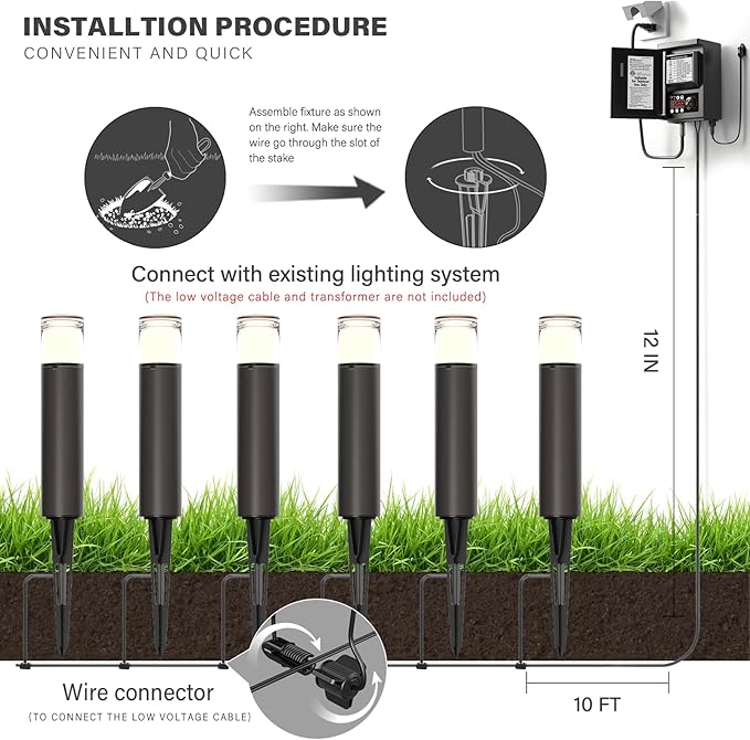 GOODSMANN 8PK Outdoor Low Voltage Bollard Lights 2W 2700K Warm White LED Landscape Pathway Light Kits Bronze Color