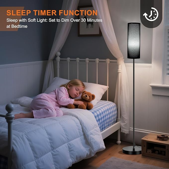 FRIDEKO HOME Floor Lamp, Color Changing Ambient Lighting for Living Room Bedroom, Standing Lamp with App & Remote Control, Tall Corner Lamp for Halloween Home Decor, 9W 800LM, Foot Switch, Black Shade