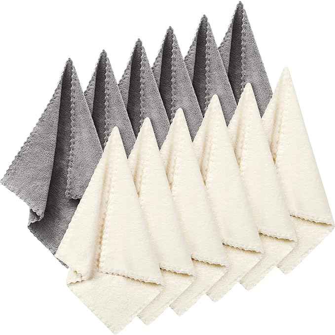 Syhood 12 Pieces Face Wash Cloth 12 x 12 in Makeup Remover Cloths Towel Coral