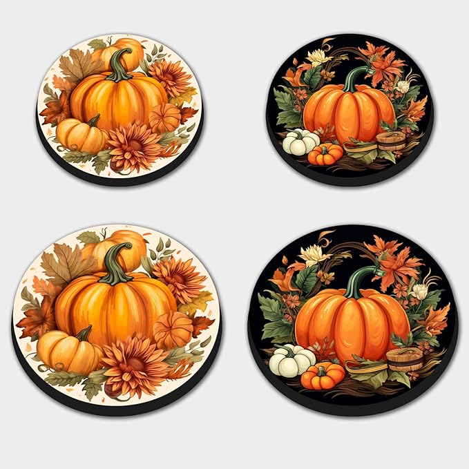 Autumn Pumpkin Electric Stove Burner Covers，4 Pcs Halloween Decor Round Stove Burner Cover，8 Inches and 10 Inches，Gas Stove Burner Cover,Metal Cooktop Fall Pumpkin Decorative Home Decor,Kitchen Decor