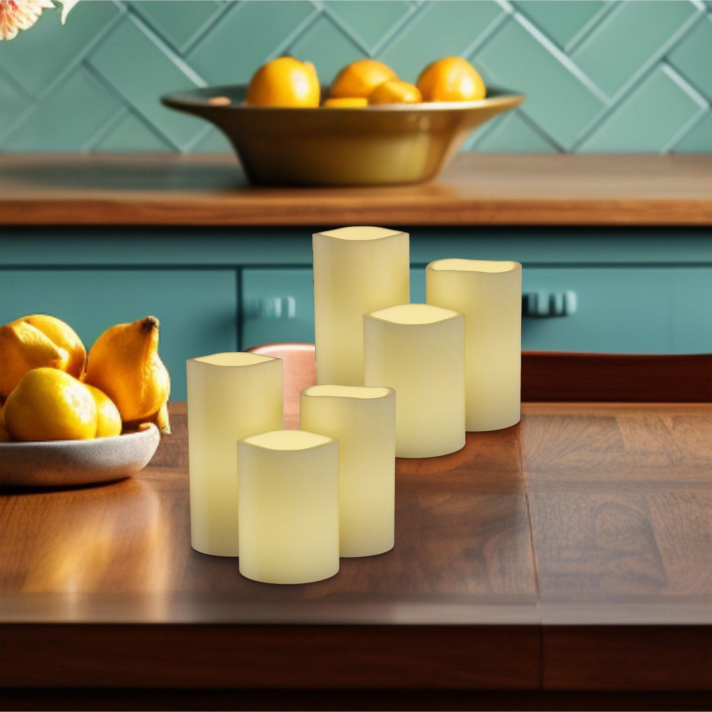 Lavish Home Flameless LED Candles – 6-Piece Remote Controlled Flameless Candle Set for Home, Wedding, Bridal Shower, and Christmas Decor