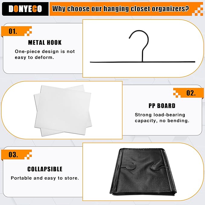Hanging Closet Organizer and Storage 5-Shelf, Easy Mount Foldable Hanging