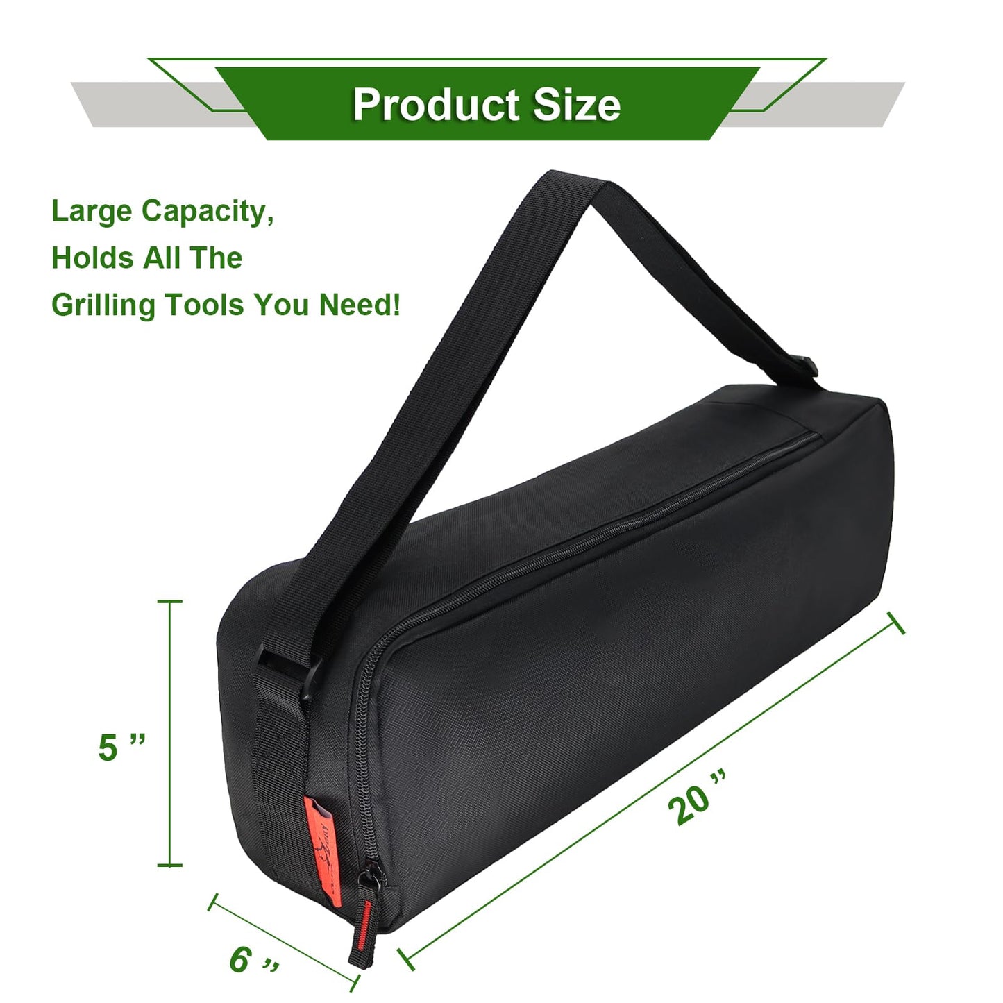 Cover Geny Grill Tool Organizer, BBQ Tool Storage Bag - 20" Heavy-Duty Storage Bag Waterproof 600D Oxford, Folding Design Gift for Camping, Tailgates, Outdoor BBQ Parties (20" Lx6 Wx5 H)