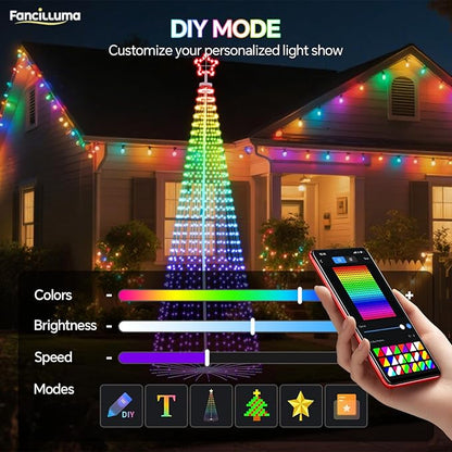 12 FT Smart Christmas Cone Tree Lights, 832 LED Lighted Outdoor Christmas Tree with Remote & App Control Timer, Music Sync, DIY RGB Color Changing for Indoor Outdoor Decorations