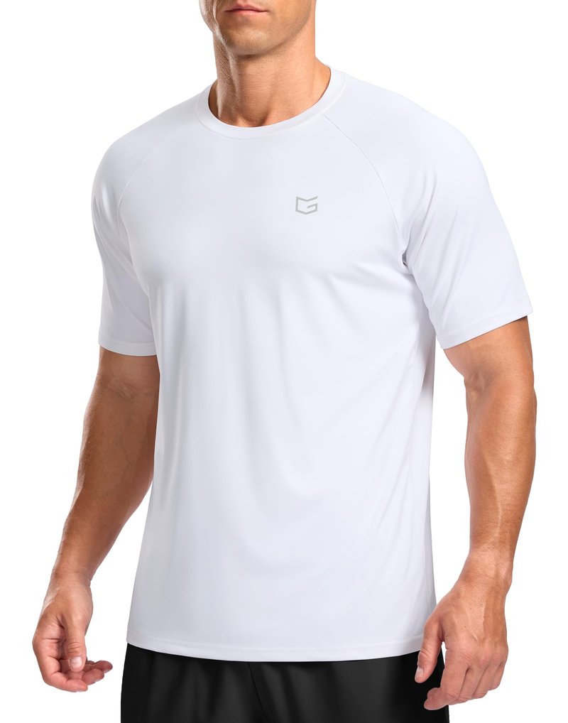 G Gradual Men's Athletic Workout T-Shirts Moisture Wicking Cooling Running Shirts Short Sleeve Performance Tee for Gym Tennis(White,S)