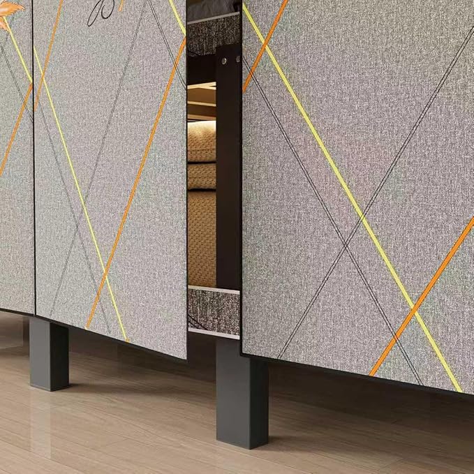 Foldable Portable Wardrobe Closet with Magnetic Doors & Cover, Heavy Duty Covered Clothes Rack with Hanging Clothing Rod, Metal Frame Standing Alone Closet for Bedroom (Door Design D, 70.9IN/180CM)