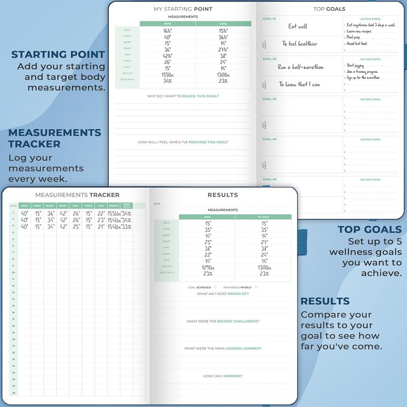 Clever Fox Fitness Journal - Guided Daily Workout & Meal Tracker for Weight Loss | Mystic Blue