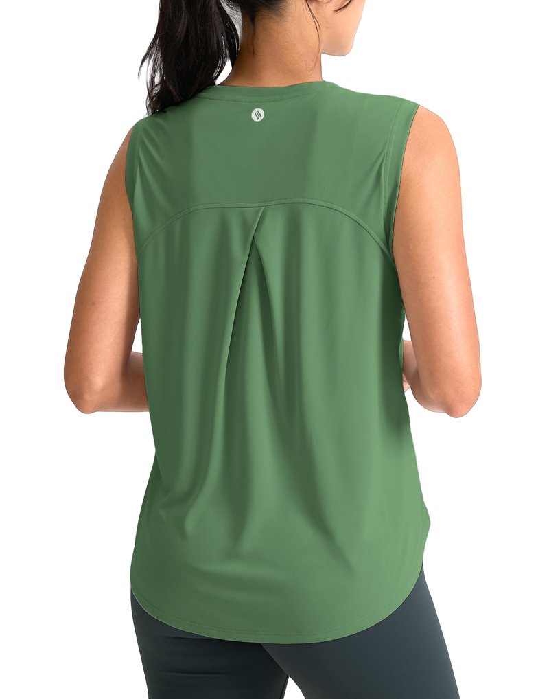 SANTINY Women's Sleeveless Workout Tops Breathable Lightweight Active Tennis Yoga Shirts Athletic Running Tank Tops for Women (Green_S)