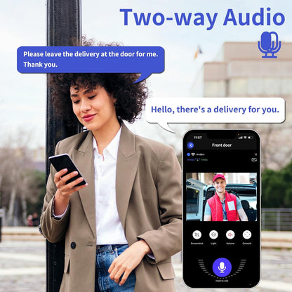 2.4GHz WiFi Smart Video Doorbell with Wireless Charging - HD Full-View, Two-Way Talk, Instant Phone Alerts, Wireless Chime