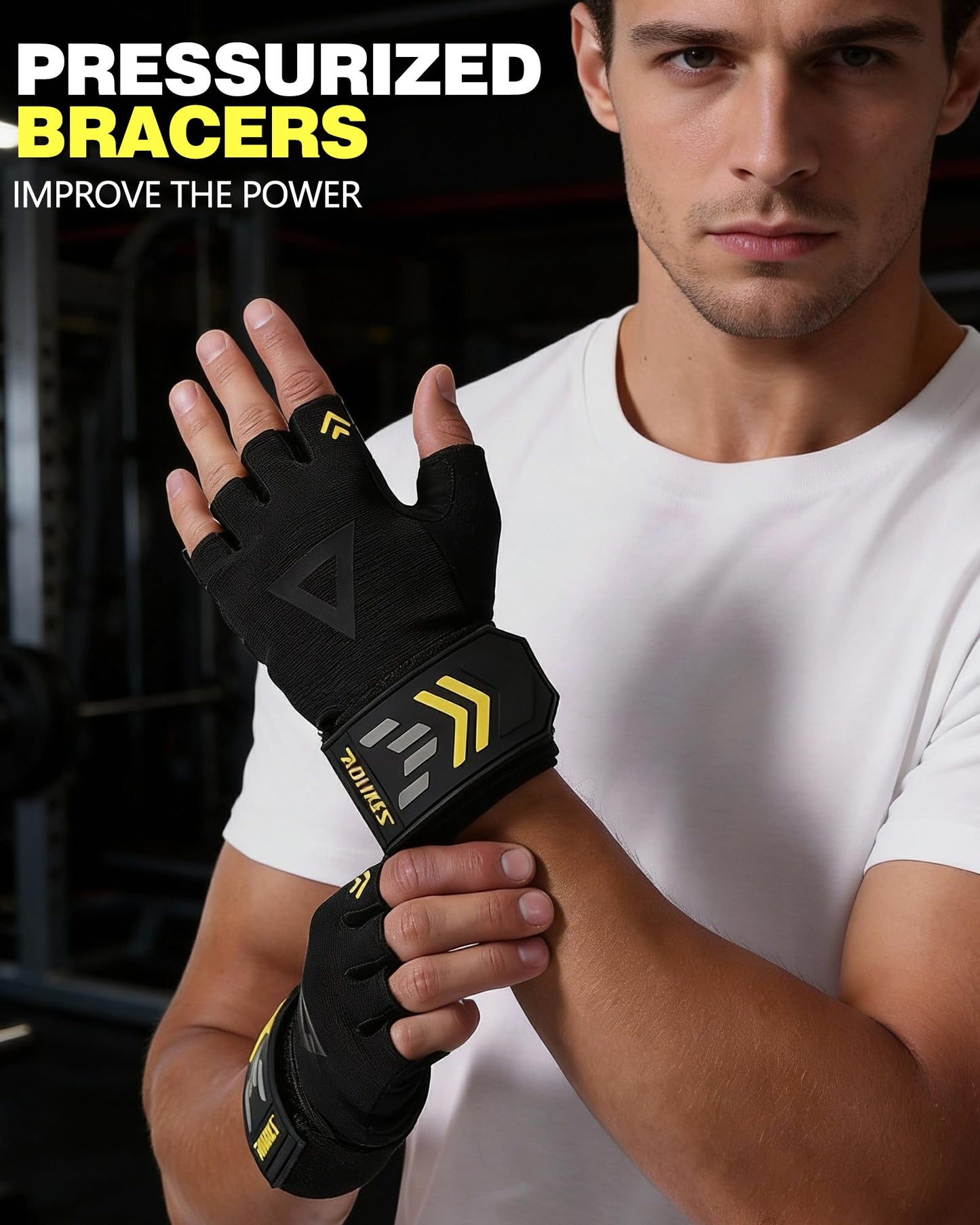 FitDA 2-in-1 Workout Gloves, Weight Lifting Gloves with Wrist Wrap Support for Men & Women, Ventilated Fingerless Padded Gym Glove for Weightlifting Pull-Ups & Fitness Training,L