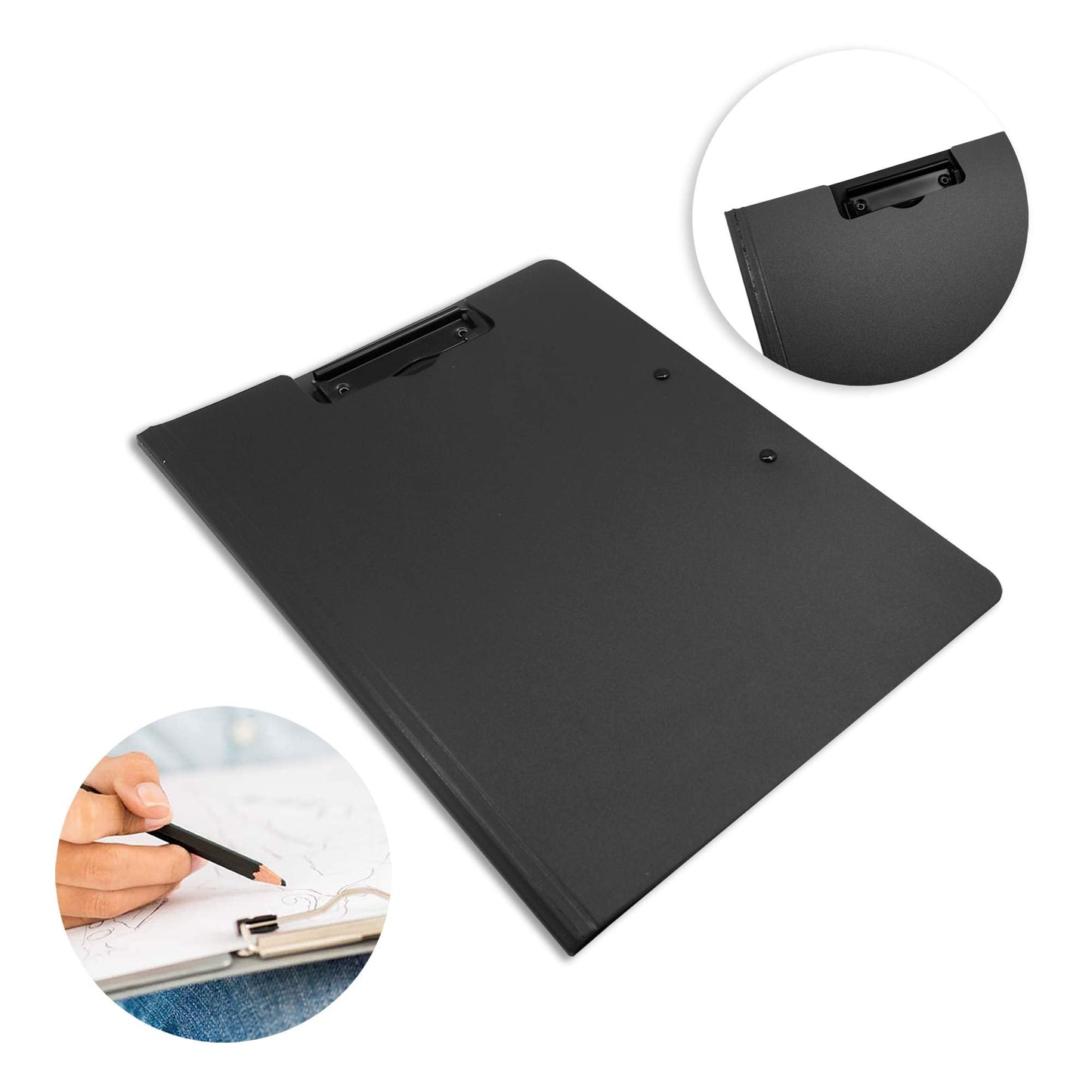 souG 4 Pcs Foldable Clipboards, 360 Degree Cover Clipboard File Folder, Perfect for Private Documents, Awesome for Office, Medical Field, School, Job Interviews (4 Colors, Double Clip)