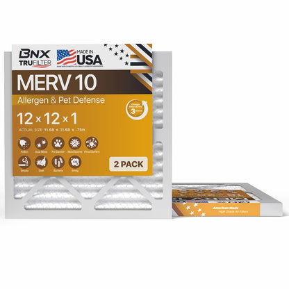 BNX TruFilter 18x20x1 MERV 10 (4-Pack) AC Furnace Air Filter - MADE IN USA - Pleated Air Conditioner HVAC AC Furnace Filters - Removes Odor, Mold, Bacteria, Smoke