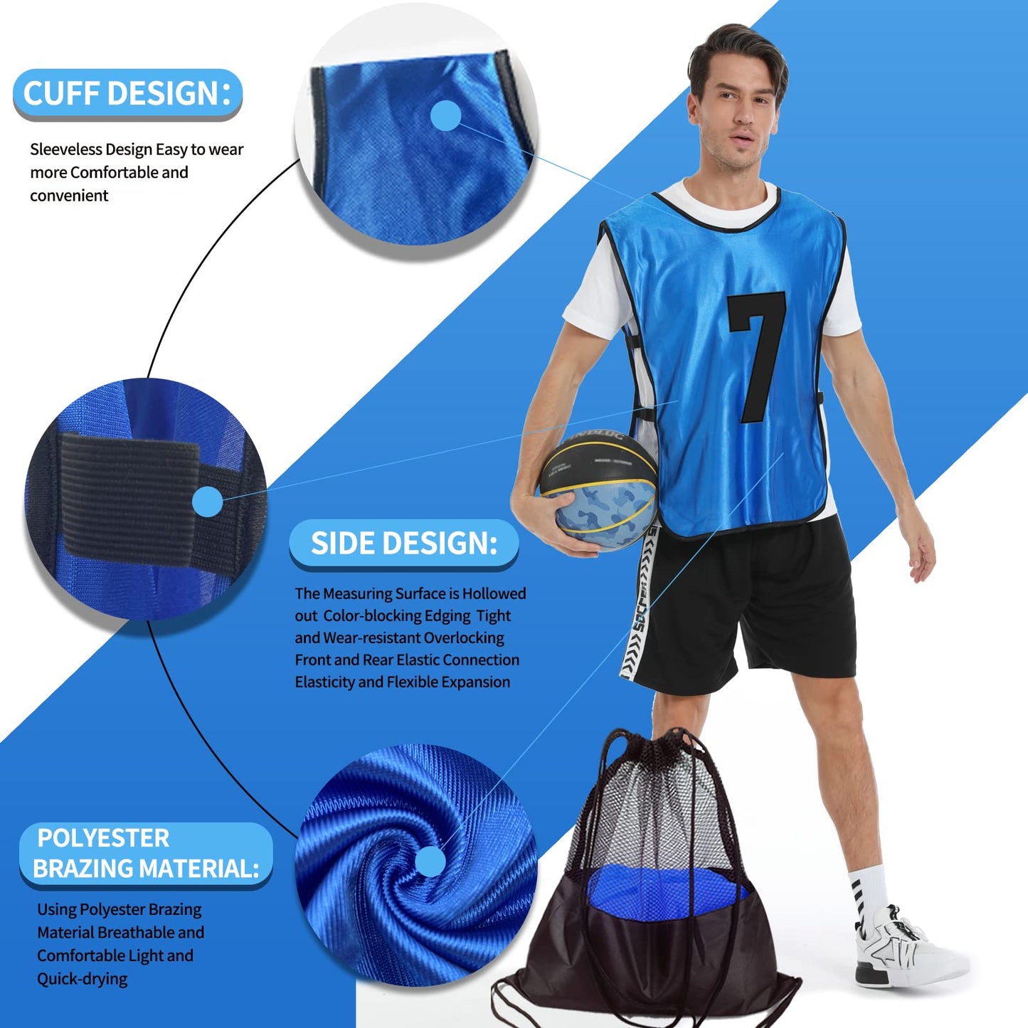 PULUOMASI 12 Pcs Team Sports Pinnies for Youth,Numbered Practice Jerseys