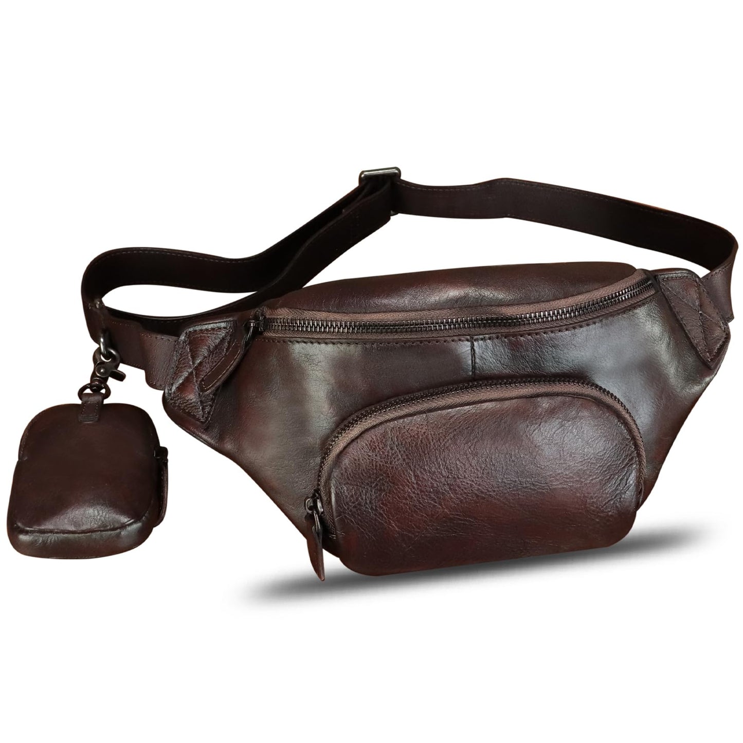 LRTO Genuine Leather Waist Bag Hip Bag Fanny Packs for Women and Men Real Leather Fanny Bag Sling Bag Crossbody Bags Chest Purses (Coffee), LRTO-77481