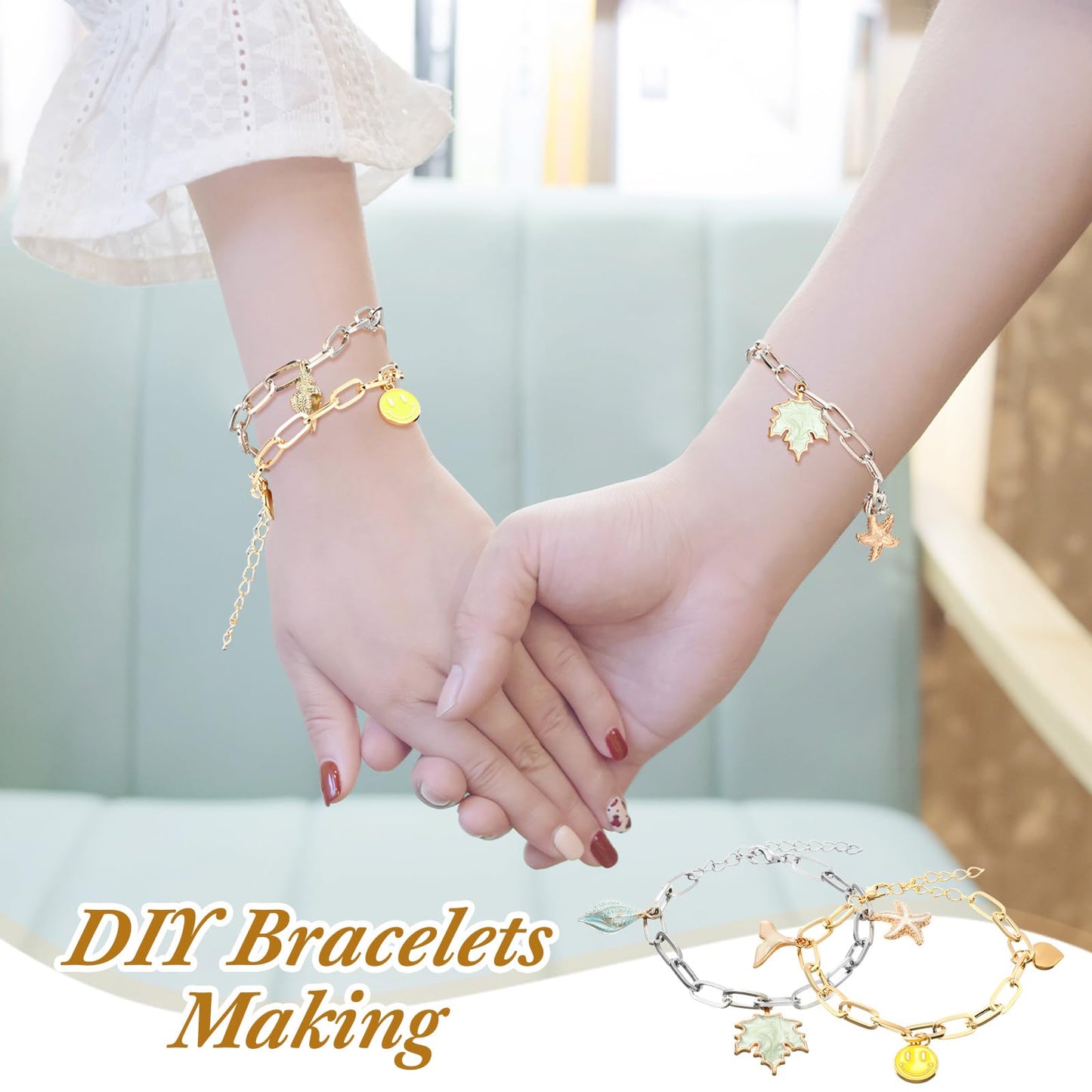Quelay 60 Pcs Chain Bracelet Bulk Alloy Link with Lobster Clasps for Women DIY Jewelry Findings Bracelet Jewelry Making Supplies Accessories (Gold and Silver)