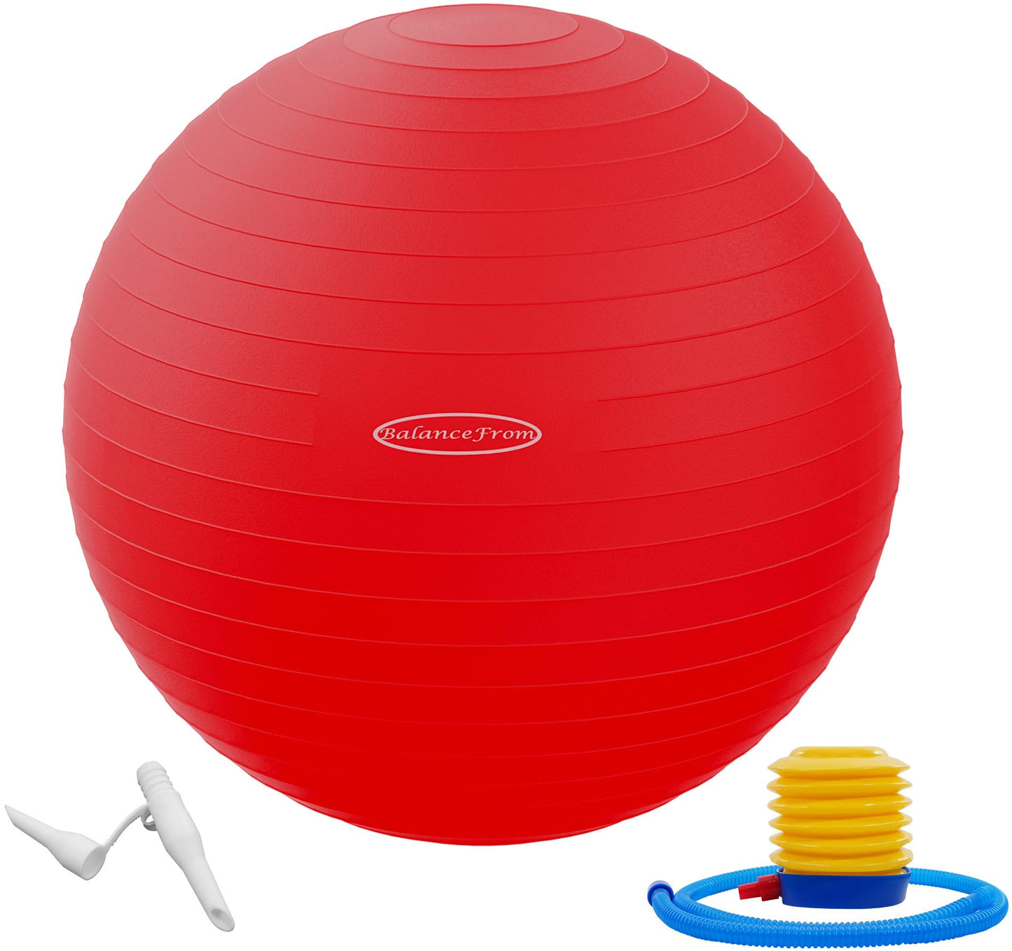 Fitvids Anti-Burst and Slip Resistant Exercise Yoga Ball with Quick Pump 48-55cm, M, Red