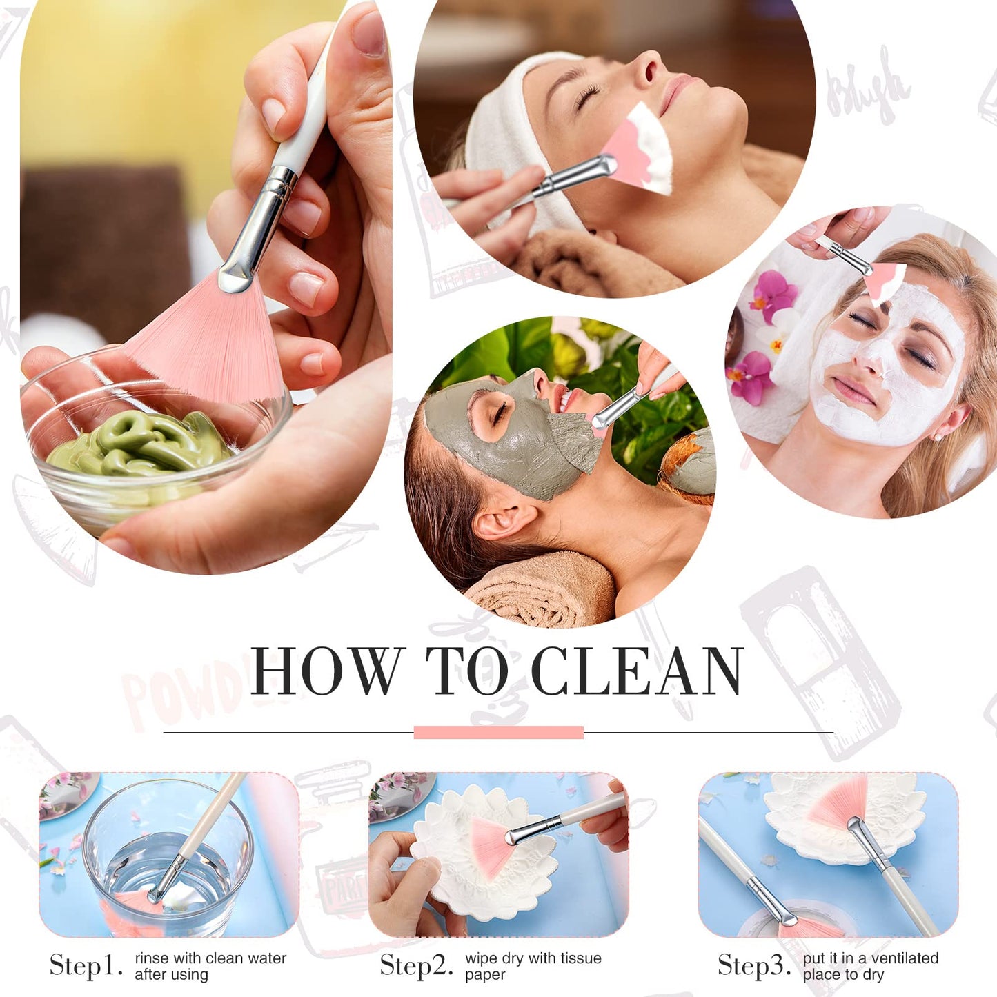 9 Pieces Facial Fan Mask Brushes, Soft Facial Applicator Brushes Tools for Peel Glycolic Makeup for Mud Cream(Champagne)