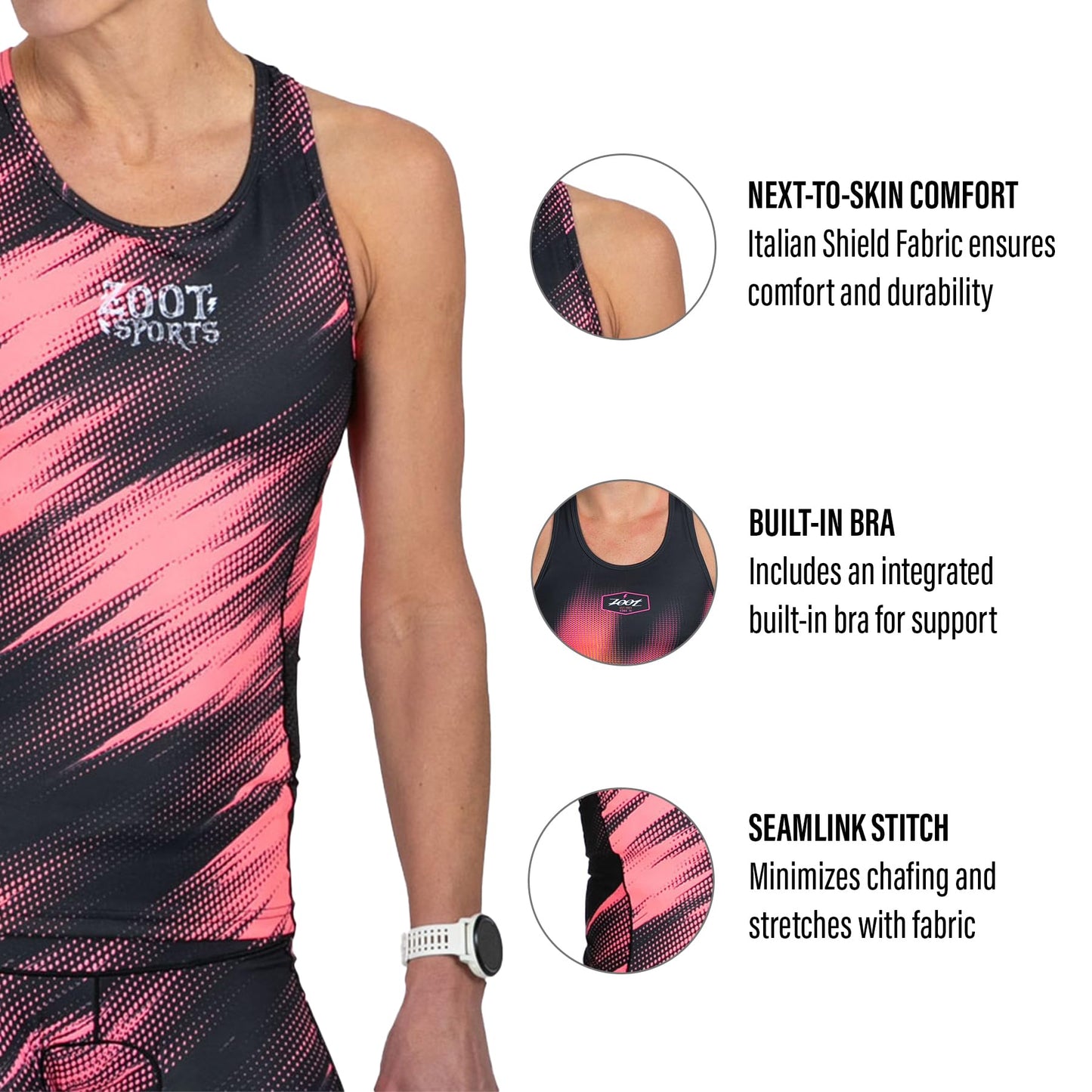 Zoot Women’s LTD Racerback Triathlon Tank Top, Sleeveless Tank for Racing & Endurance Training, Built-in Bra & Rear Pockets - Driftspeed - 2X-Large