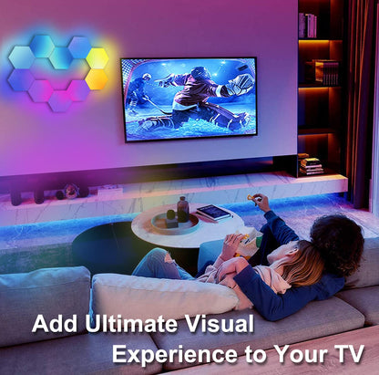 LED Hexagon Lights for Gaming Setup, Smart Home Gaming Wall Lights Work with Alexa Google Assistant, Voice, App & Remote Control, RGB-IC LED Light Panels Music Sync for Game Room Bedroom, 10 Pack