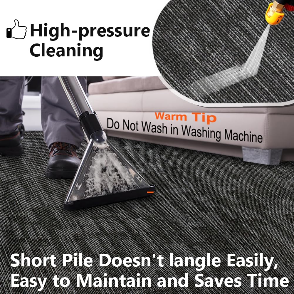 GL Carpet Tiles Reusable 24" x 24" Squares Indoor/Outdoor 0.25" Pile Height Loop Pile, Non Slip Easy DIY Installation Peel and Stick Carpet Tile, (18 Tiles) (72 sqft/Box) (Gray)