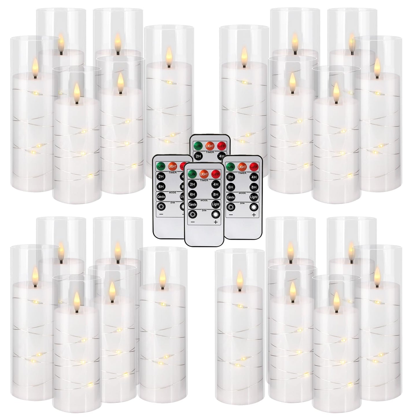 YOROXRG 24 Pack Christmas Decoration Flickering Flameless Candles,Battery Operated Candles,LED String Lights LED Candles for New Year, Home Decor, Parties,Wedding(D2.2 xH 5" 6" 7") (White)