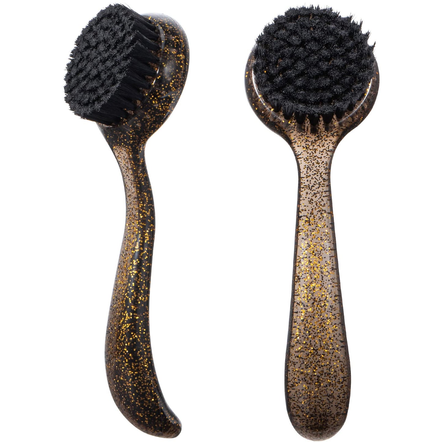 2 Pcs Large Facial Cleansing Brush, Face Brush Cleanser, Upgraded Soft Exfoliating Face Wash Brush Face Scrubber for Skincare, Black Charcoal Bristles Glitter Handle