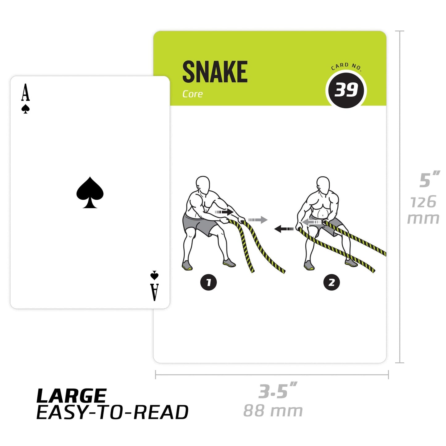 Battle Rope Exercise Cards for Home Workouts, Set of 62 - with Guided Strength Training Workout Cards Deck for Home or Gym, Illustrated Fitness Cards with 50 Exercises, Durable & Waterproof
