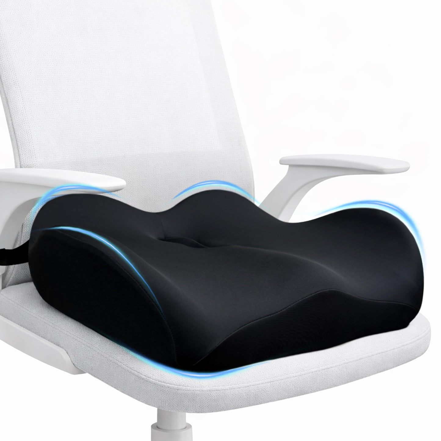 EaseDrives X Large Memory Foam Seat Cushions for Office Chairs, Long Sitting Pressure Relief Ergonomic Office Chair Cushion for Butt Coccyx Tailbone Sciatica, Car Seat Booster for Height (Black)