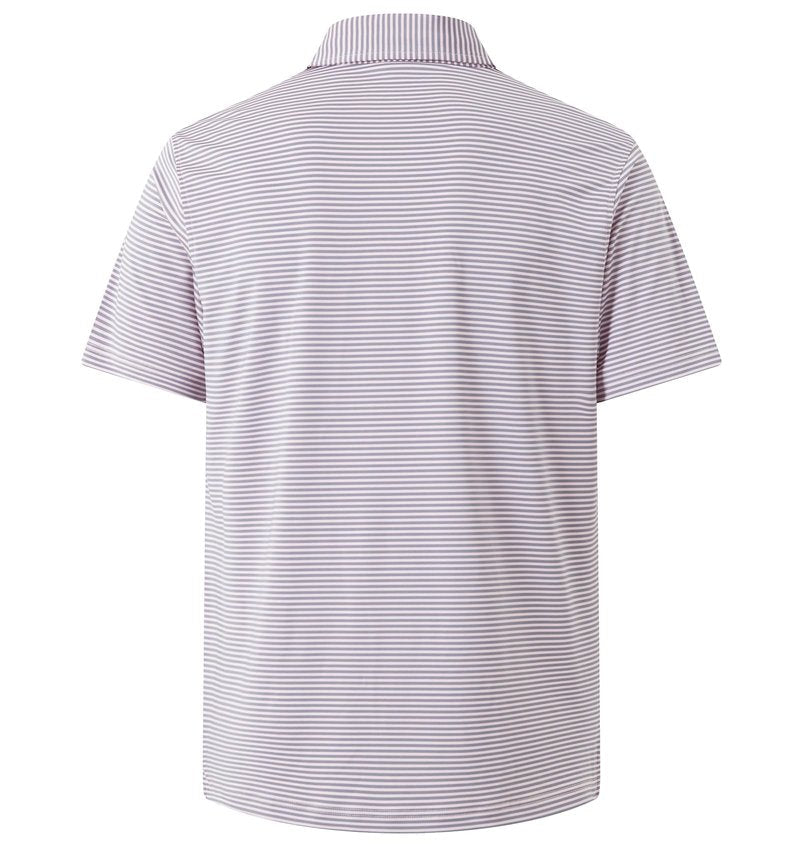 YAMXDM Golf Shirts for Men Moisture Wicking Short Sleeve Performance Sport Casual Striped Collared Mens Polo Shirt Pink Grey XL