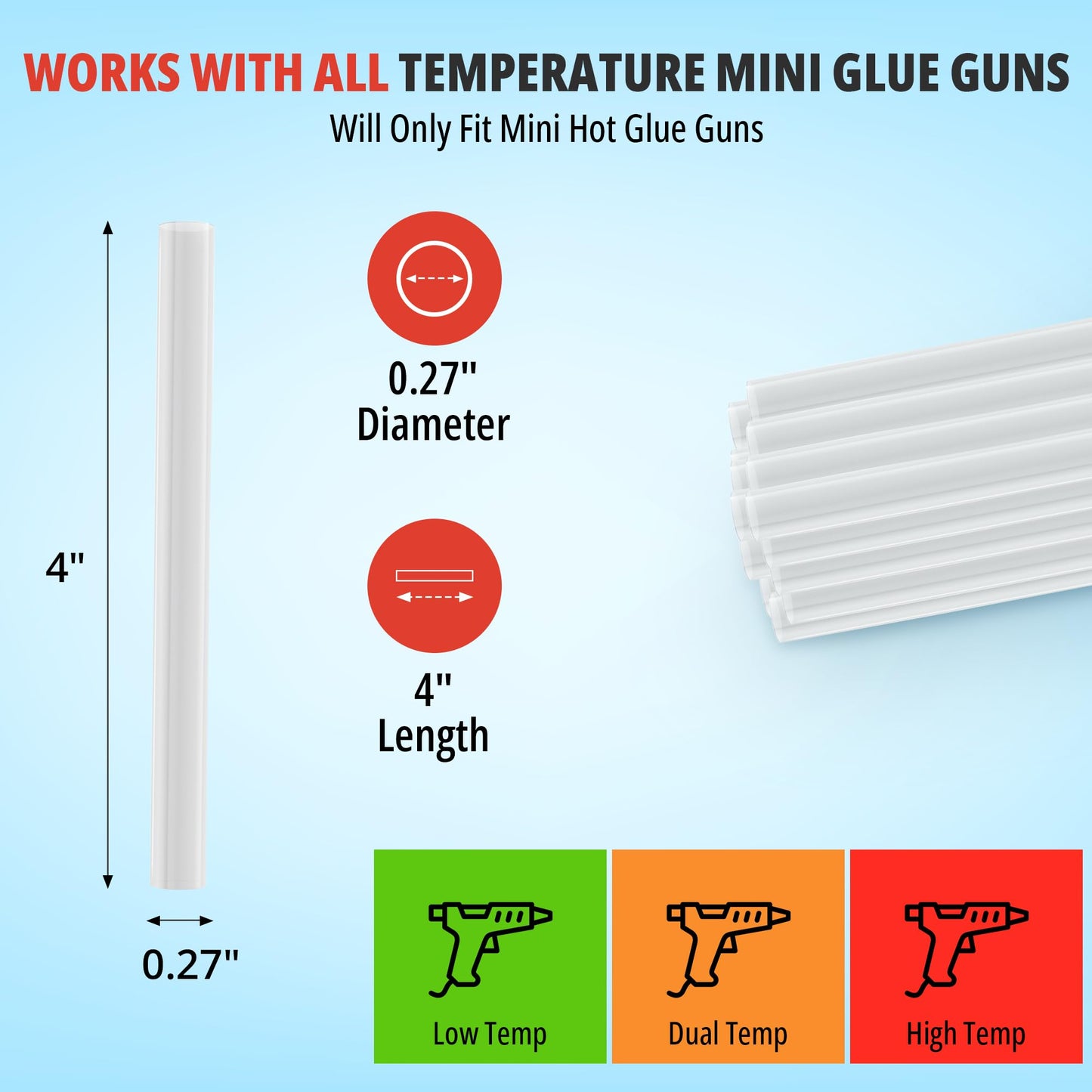 GSD Brand Mini Hot Glue Sticks for Glue Gun - 4 Inch x 0.27 Inch (7mm) - Small Clear Sticks Bulk - Ideal for Craft Projects - Bonds to Wood, Glass, Metal, Paper and More - 200 Pack