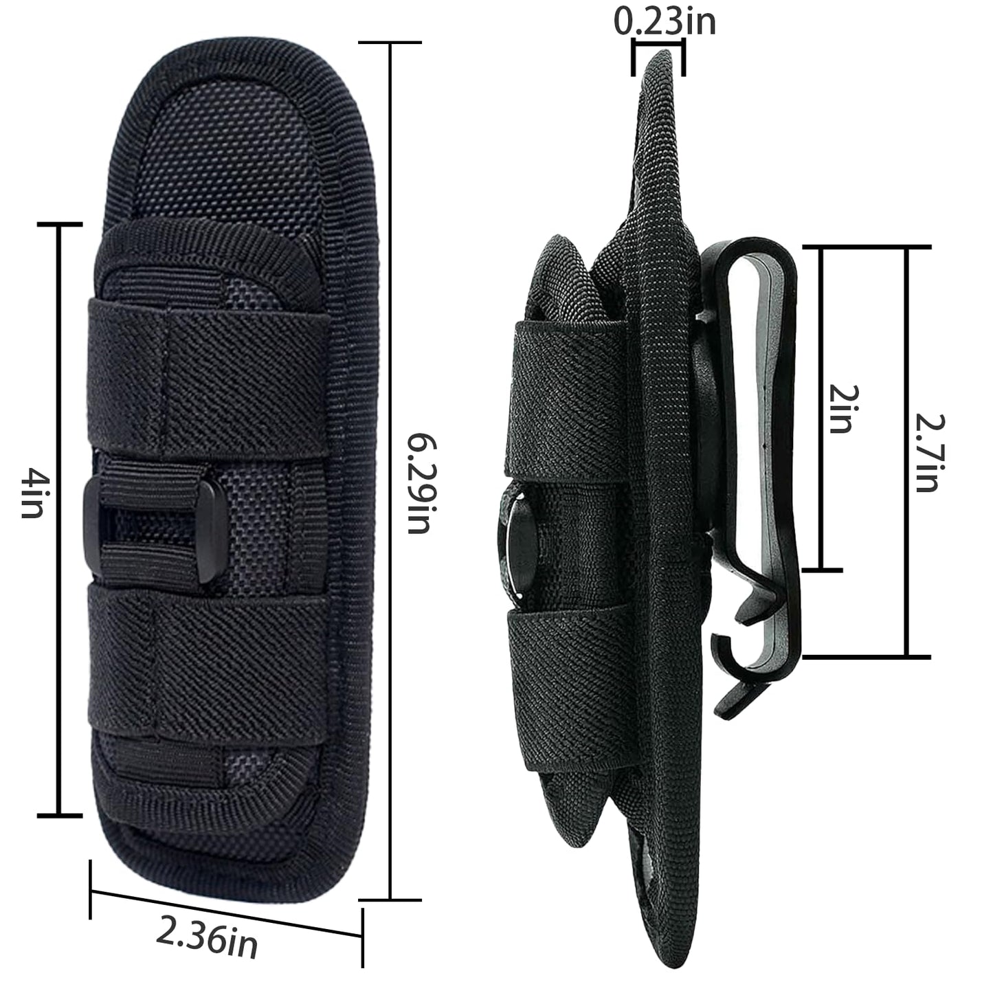 Hynhsun Tactical Flashlight Pouch Holster，Rotatable Flashlight Pouch with 360 Degree Carabiner Reel Clip，molle Flashlight Holder for Duty Belt Police Safety Belt