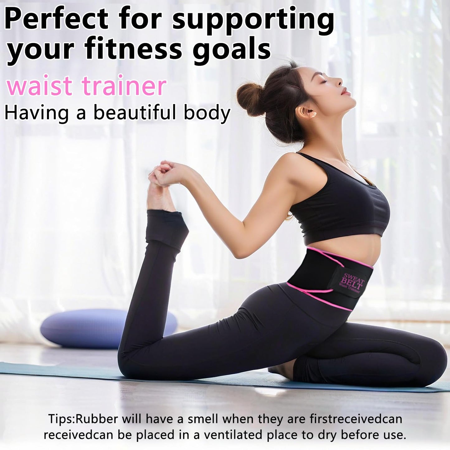 Lisacool Waist Trainer for Women Lower Belly Fat,Waist Sweat Band for Women,Belly Band Tummy Control & Workout Waist Trimmer Black/Pink