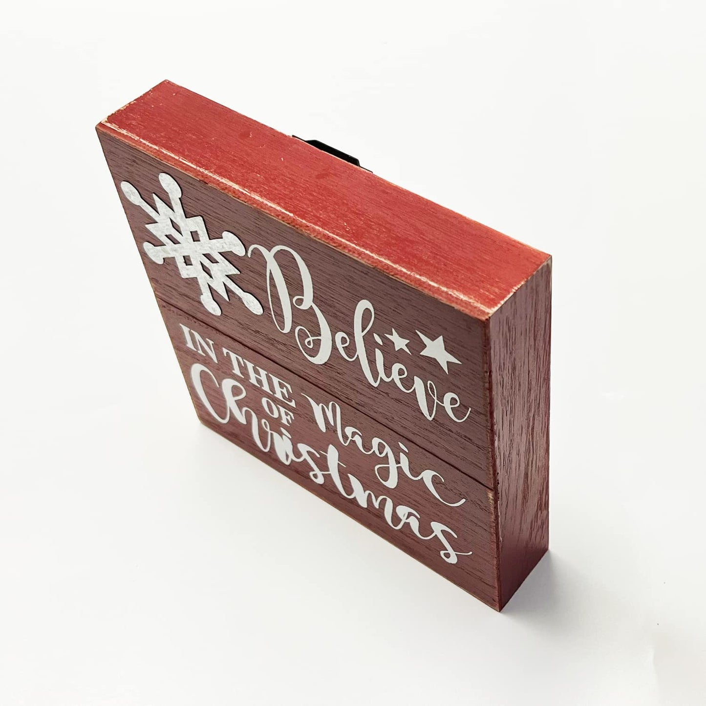 Christmas Farmhouse Wood Hanging Wall Sign Decor Wooden Frame Box Sign, Rustic Decorative Xmas Signs Freestanding Tabletop Winter Christmas Decorations