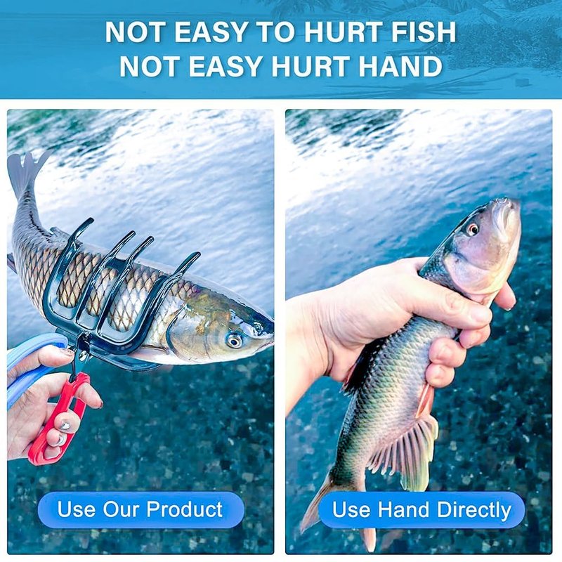 SMILEASE 3 Claw Fish Gripper, Metal Fishing Pliers Gripper, Non-Slip Fish Grabber Tool, Multifunctional Fish Grips Clamp for Catch and Release, Lightweight Fishing Accessories (2 Claw, 1pcs)