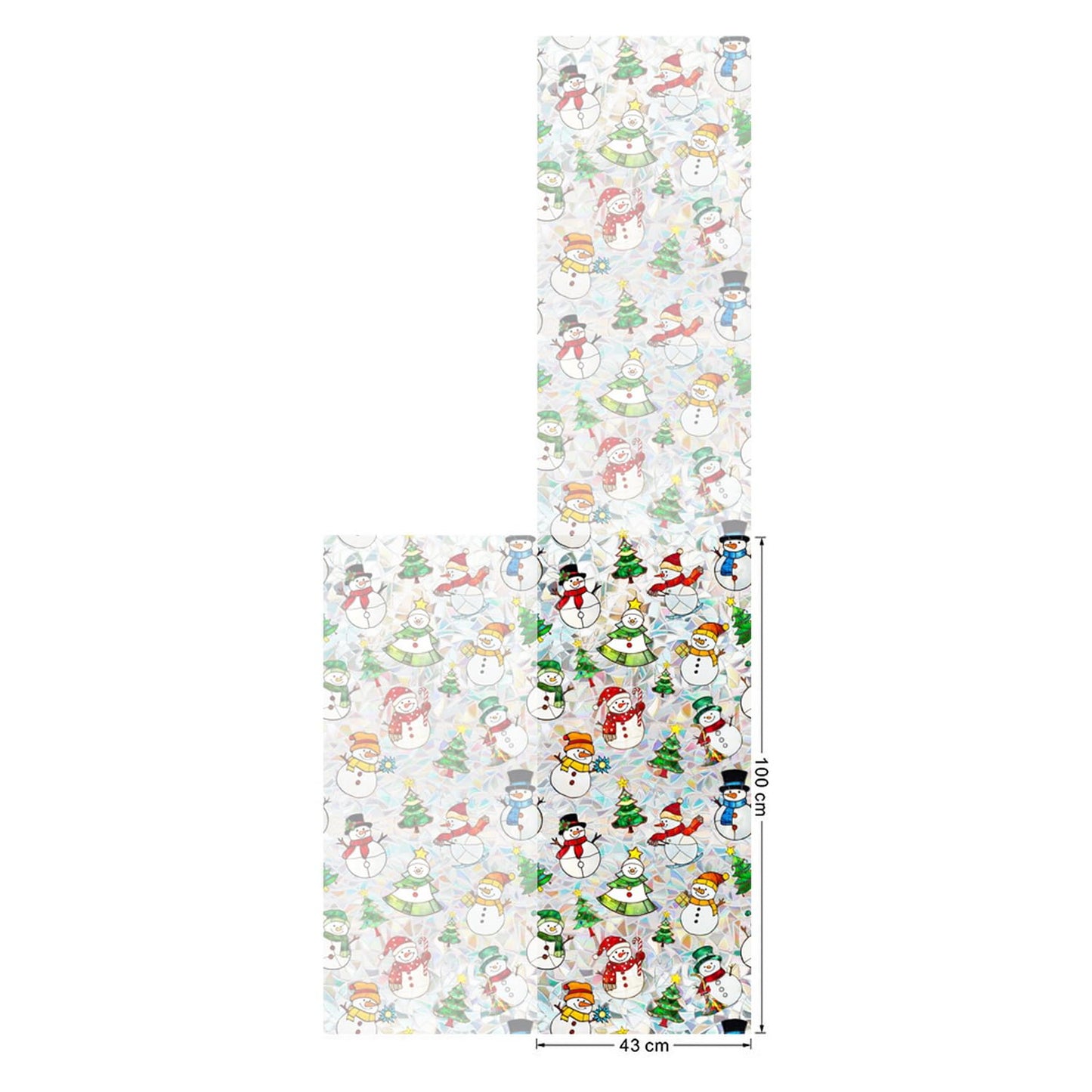 Christmas Window Privacy Film Xmas Stained Glass Decal Snowman Rainbow Windows Clings Decorative Xmas Tree Designs Window Clings Static Windows Film Stickers for Home Office Glass Decor
