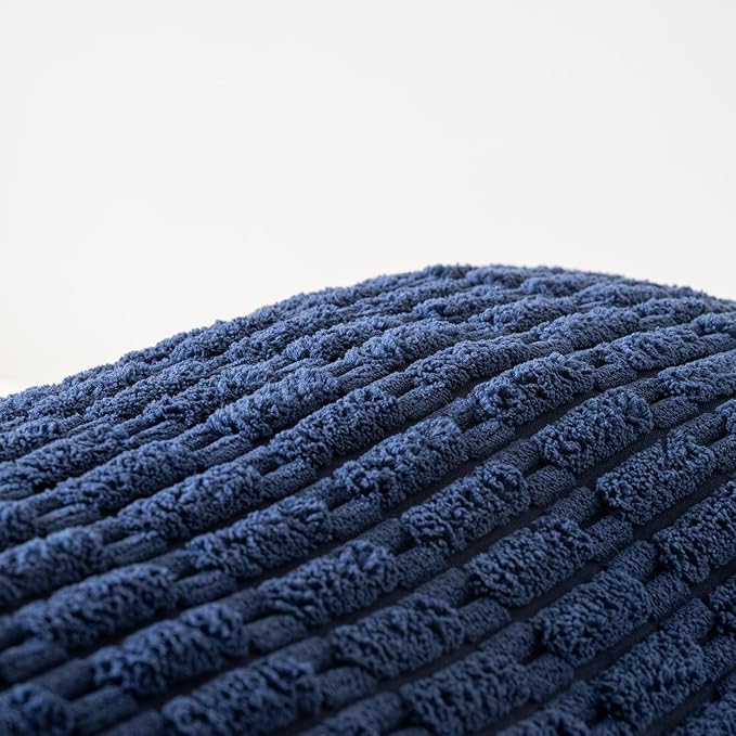 Fancy Homi Navy Blue Long Body Lumbar Decorative Throw Pillow Covers 14x36 Inch for Bed Couch Bedroom Bench, Soft Corduroy Rectangle Solid Pillow Case, Rustic Farmhouse Boho Room Decor