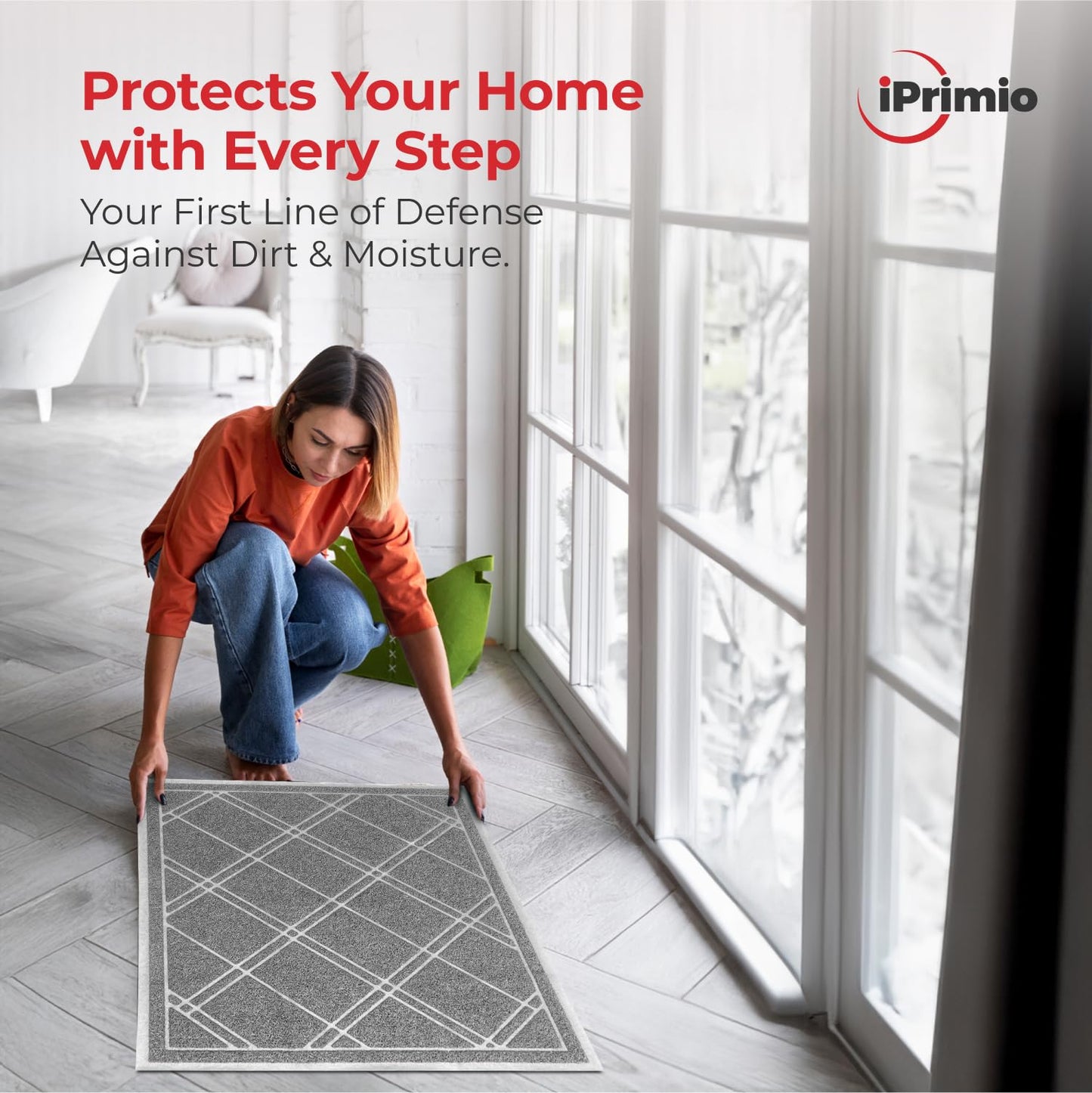 SlipToGrip Door Mat - Durable Door Outdoor Mats for High Traffic - Plaid Grey Mat with Water-Resistant Surface, Dura Loop - No-Slip and Easy-to-Clean for Indoor and Outdoor Entryway, 42 x 35 Inch