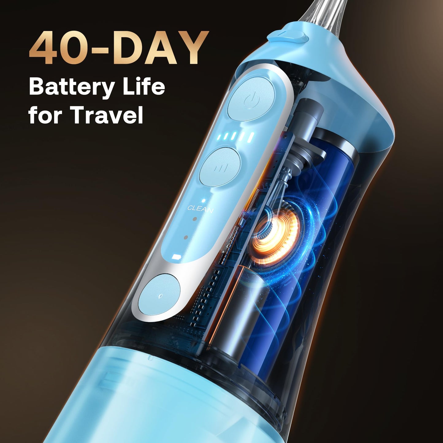 Bitvae Water Dental Flosser for Teeth, Cordless Water Teeth Cleaner Picks, 3 Modes 5 Intensities, IPX7 Waterproof, Rechargeable Water Dental Picks for Cleaning - Black