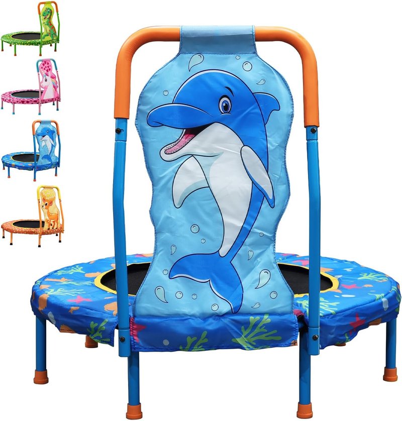 Kids Trampoline - 36-Inch Indoor/Outdoor with Handle Bar & No-Gap Jumping Mat | Safe Bounce Trainer for Toddlers 1-6
