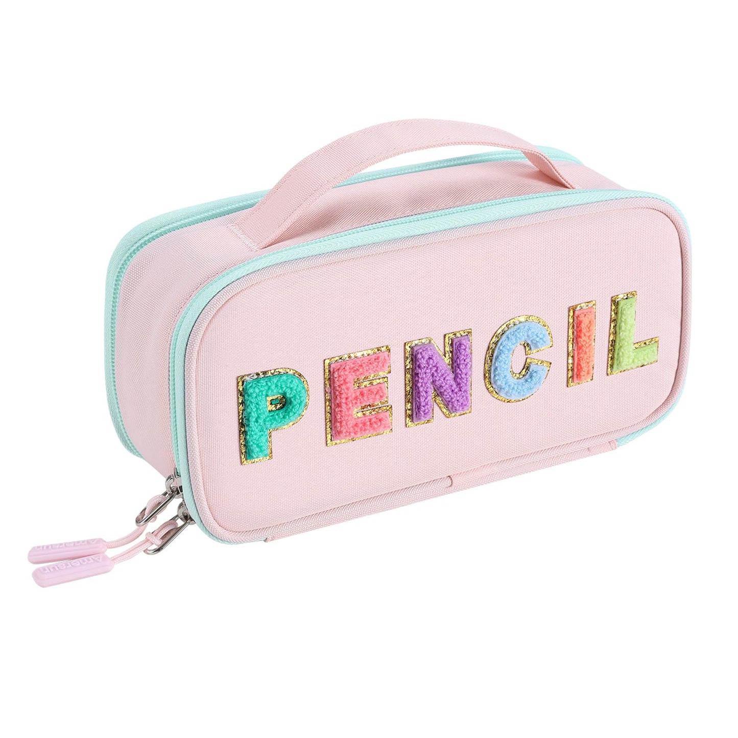 Amersun Large Capacity Pencil Case Pouch for Girl, Student, Women, Teen - Multi-Compartment, High Storage, Marker Pen Stationery Box Bag Organizer Holder for School College Office (Pink)