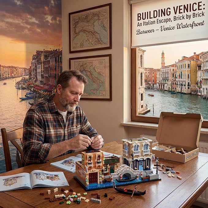 Venice Rivera Building Block Set Italian Canal City Architecture Street View Kit with LED Lighting Collectible Home Decor Gift for Adults &amp Teens4610 PiecesBarweer 010