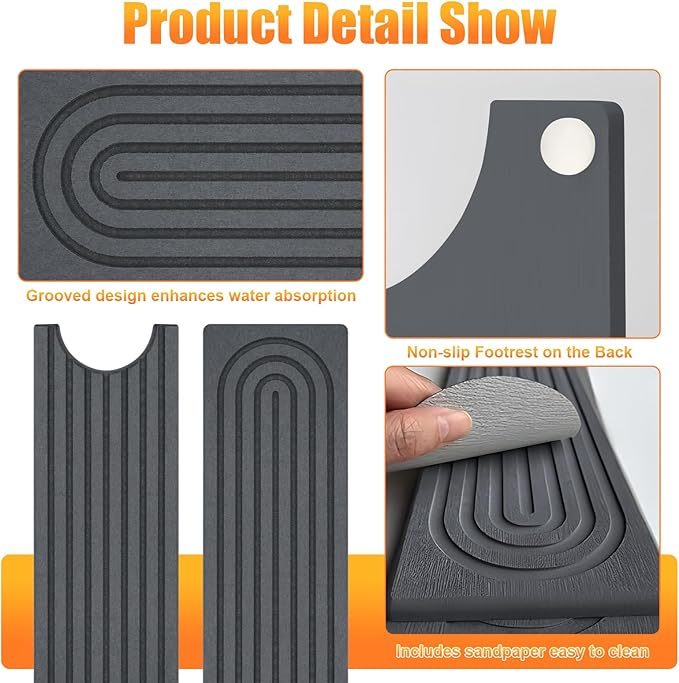 Kitchen Sink Faucet Mat, Super Absorbent Diatomaceous Earth Kitchen Sink Mat