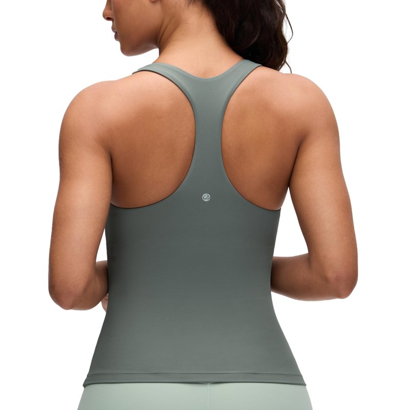 CRZ YOGA Butterluxe Workout Tank Tops for Women Built in Bras Padded - Racerback Athletic Spandex Yoga Camisole Grey Sage Small