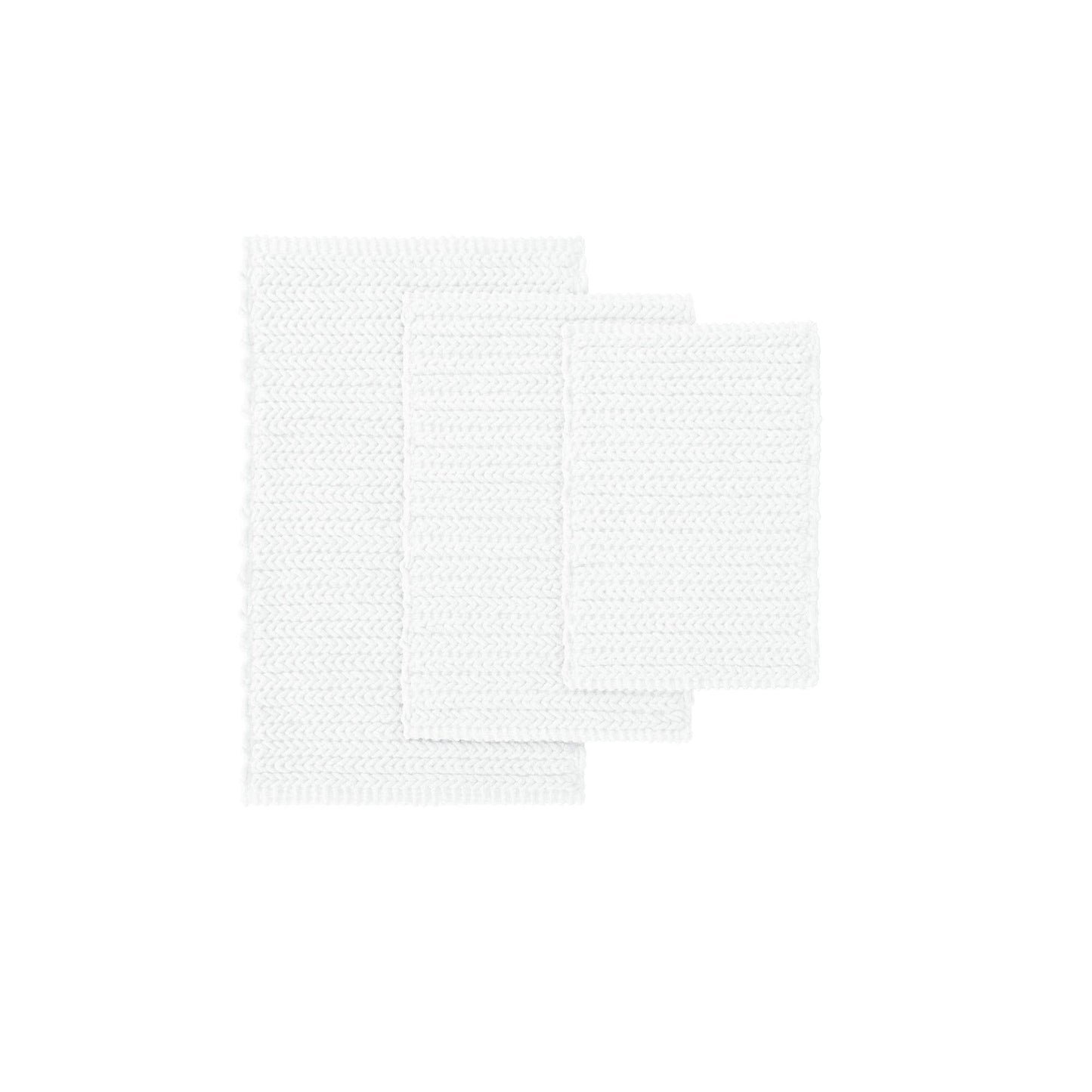 Madison Park Lasso 100% Cotton Chenille Chain Woven Stitch Bathroom Rug - Non Slip - Absorbent, Quick Dry Bath Mat, 17x24, White