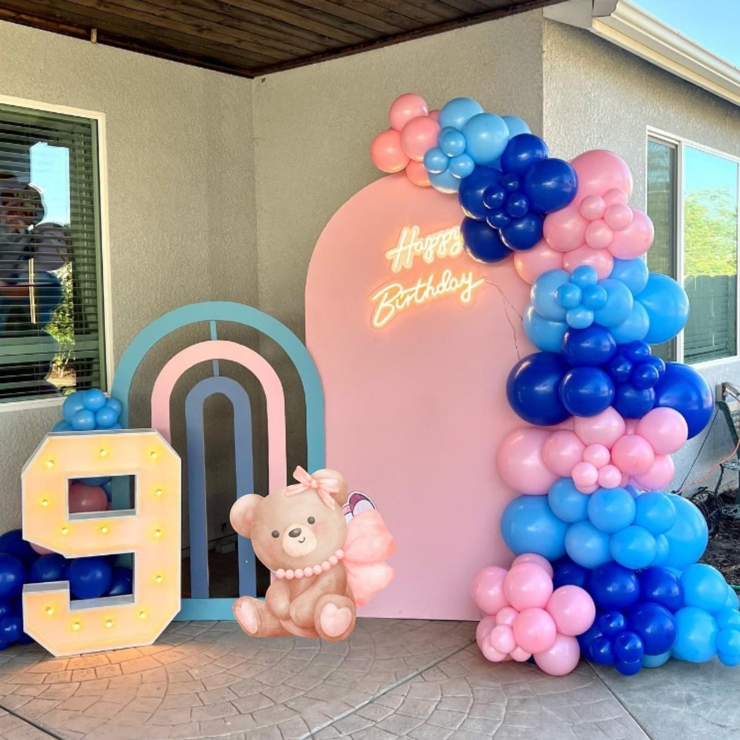 Blue Purple Balloon Arch Kit, 108 Pcs Macaron Purple Pink Blue Balloons Garland with Teal Royal Blue Metallic Silver Latex Balloons for Kids Hawaii Summer Theme Party Baby Shower Birthday Decoration