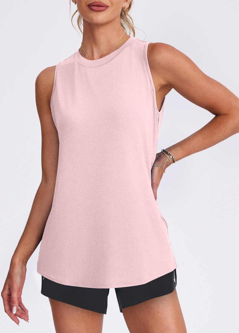 Beach Vacation Clothes for Women Women's Sleeveless Workout Tops Lightweight Tennis Yoga Athletic Running Shirts Light Pink XL